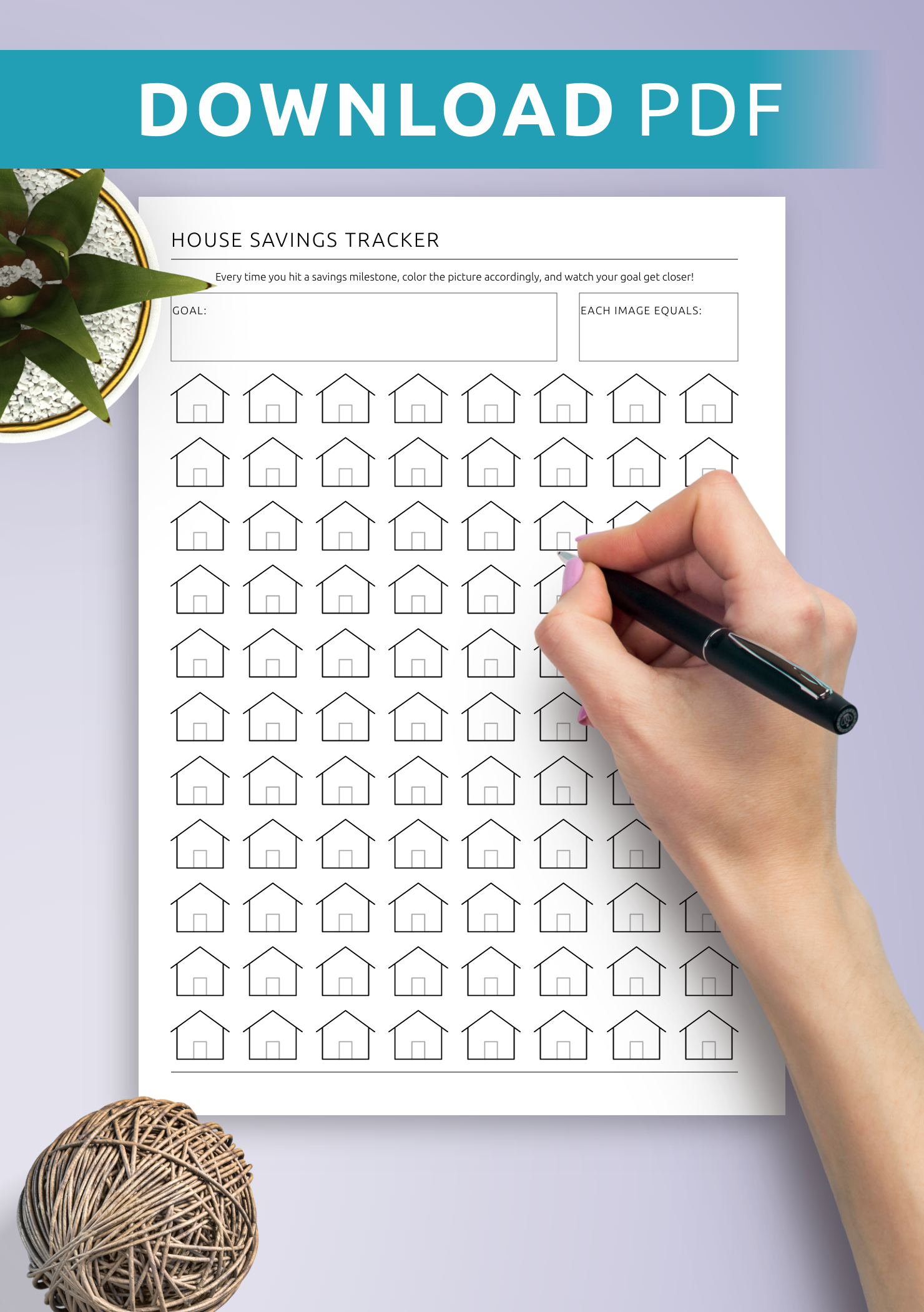 Printable and digital house savings tracker pdf