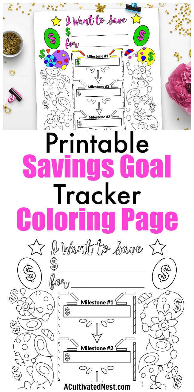 Savings goal planner printable coloring page
