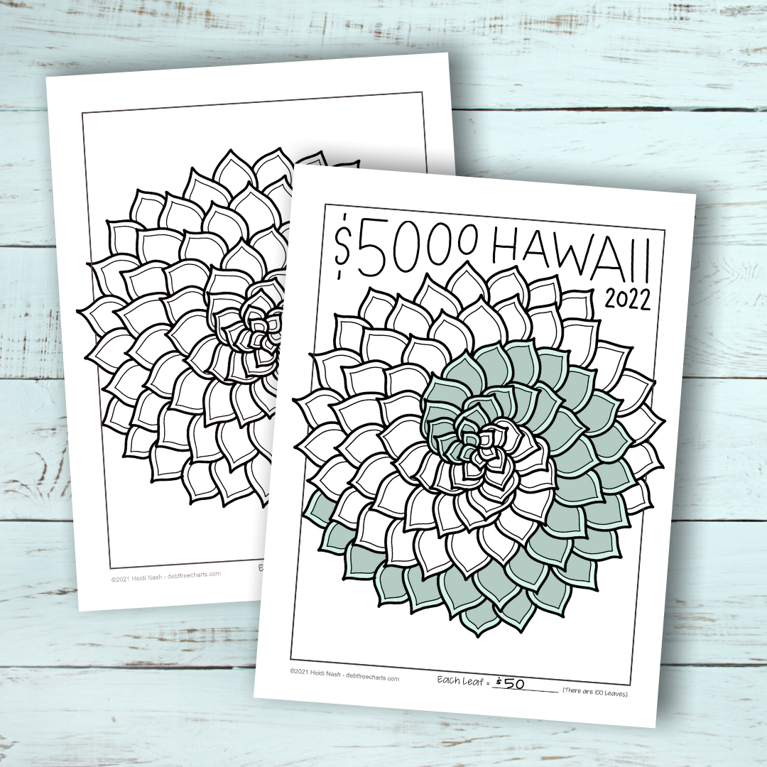 Succulents goal tracking set â debt free charts