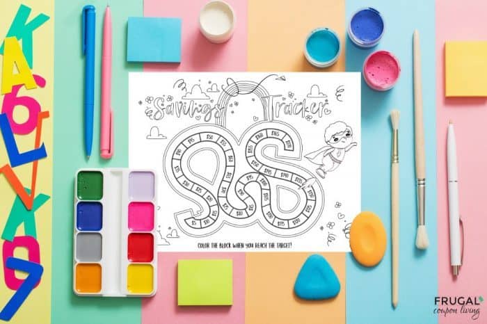 Savings tracker printable for kids with coloring sheet download