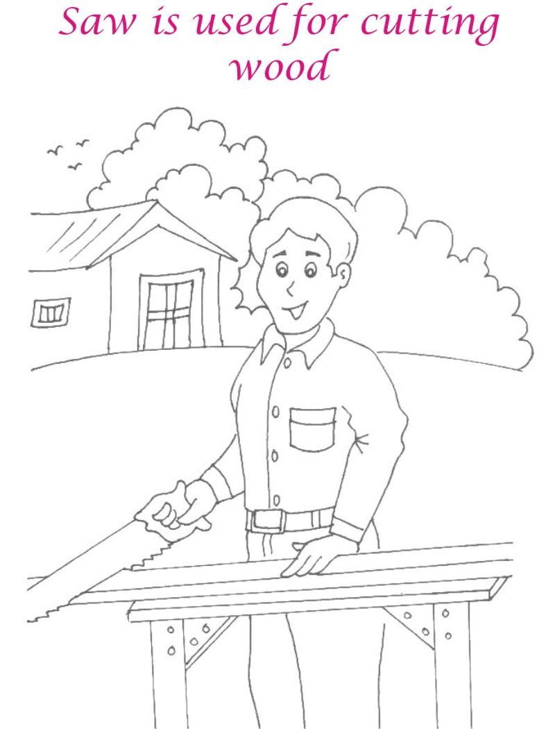 Saw coloring printable page for kids