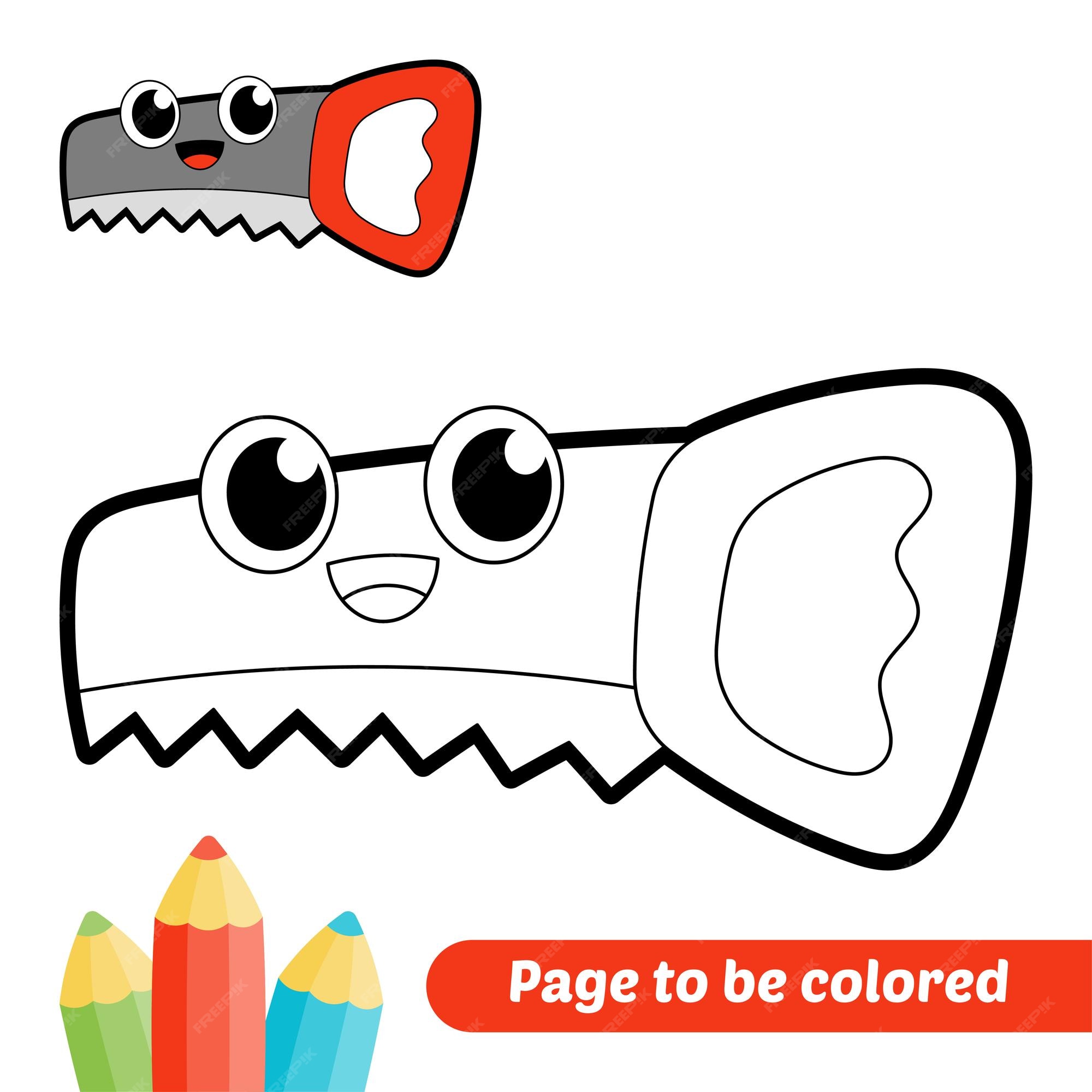 Premium vector coloring book for kids saw vector