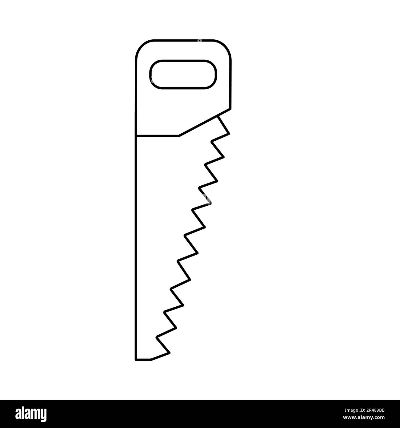 Wood hand saw icon doodle style flat vector outline illustration for kids coloring book stock vector image art