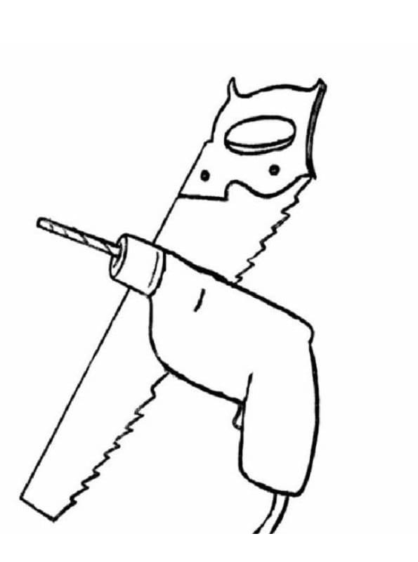 Saw and drill coloring page