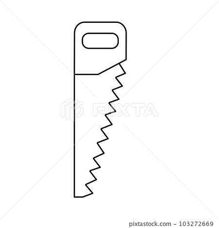 Wood hand saw icon doodle style flat vector