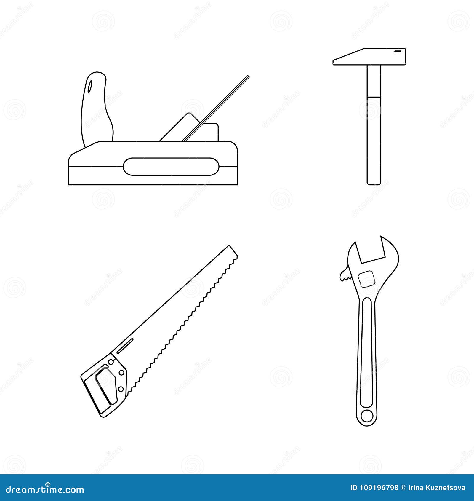 Coloring book for children vector tools hammer stock vector