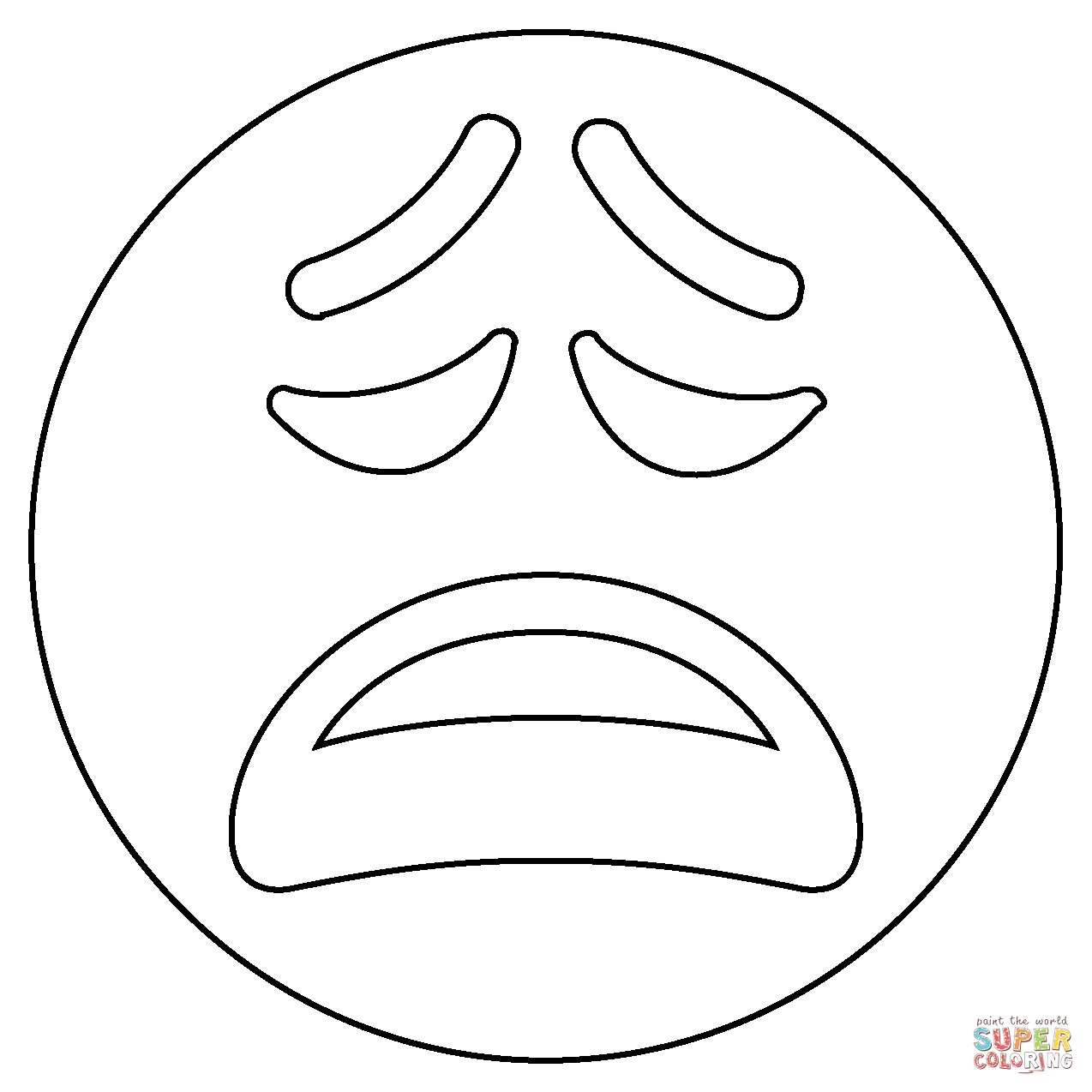 Weary face emoji coloring page free printable coloring pages