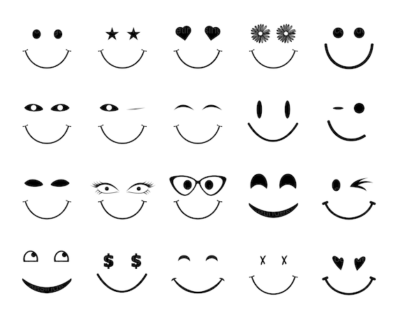 Smiley face svg bundle happy face svg emoji svg smiley face clipart smiley face cut file cut file smiley face vector instant download download now