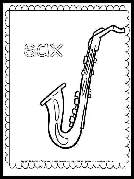 Saxophone coloring page free printable download â the art kit