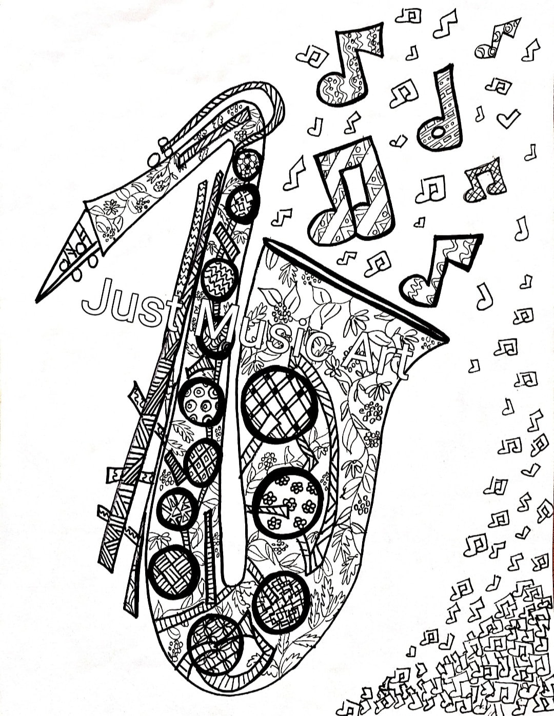 Saxophone coloring page