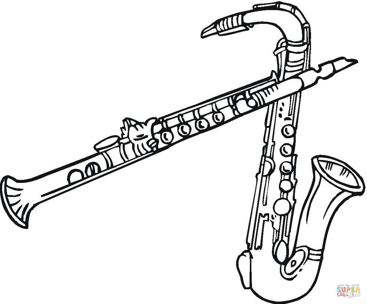 Saxophones and clarinet coloring page free printable coloring pages free printable coloring pages coloring pages printable coloring pages