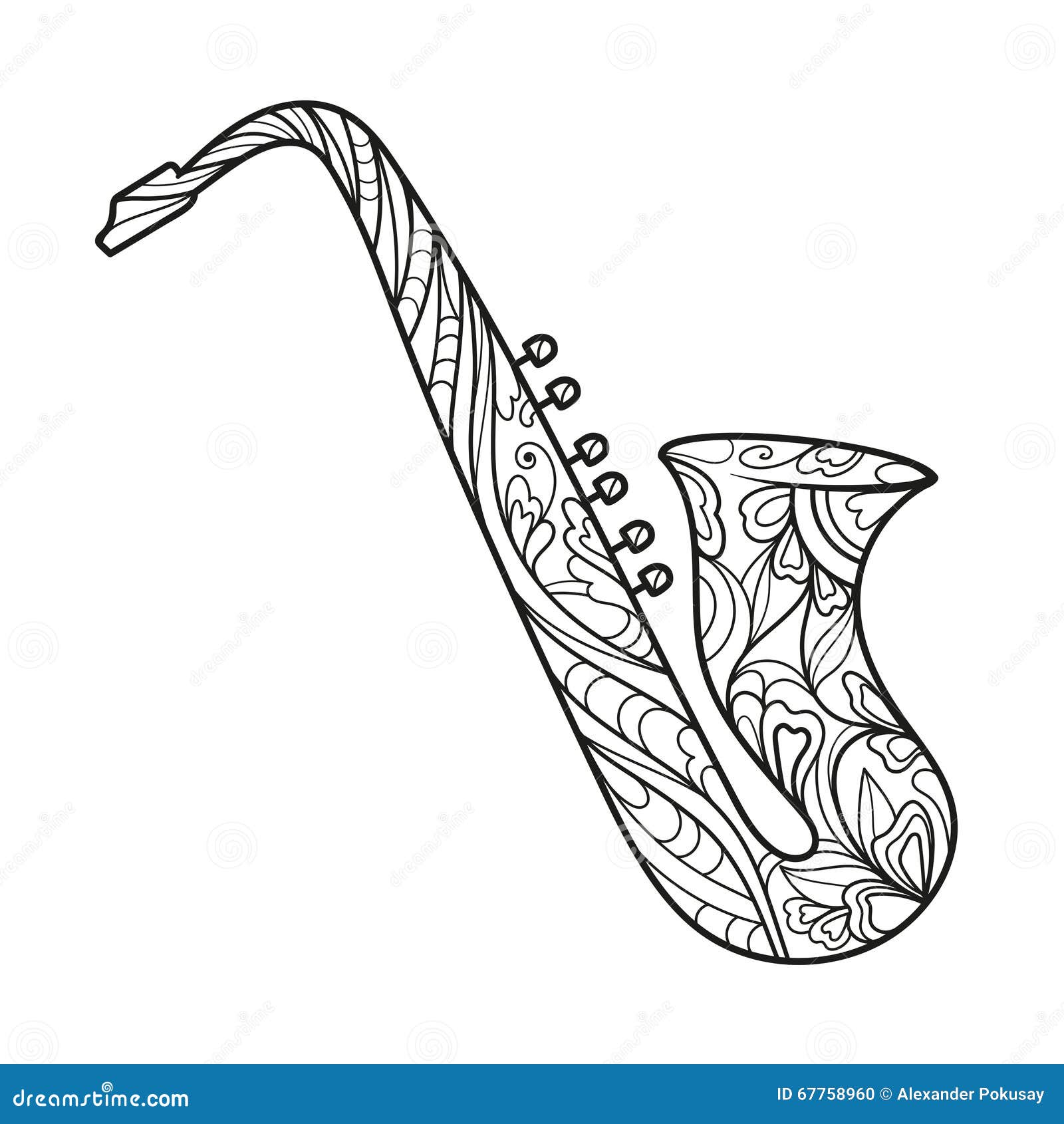 Saxophone coloring book for adults vector stock vector