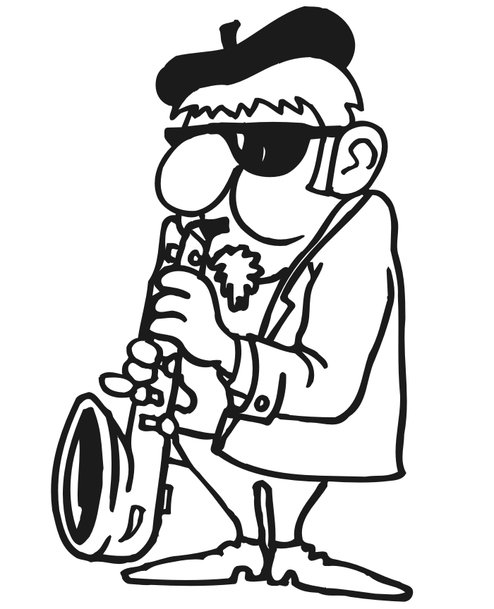 Saxophone coloring page