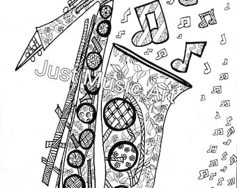 Saxophone coloring page