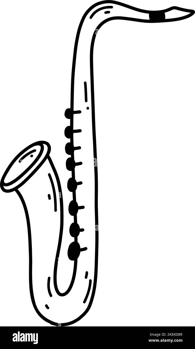 Saxophone cartoon black and white stock photos images