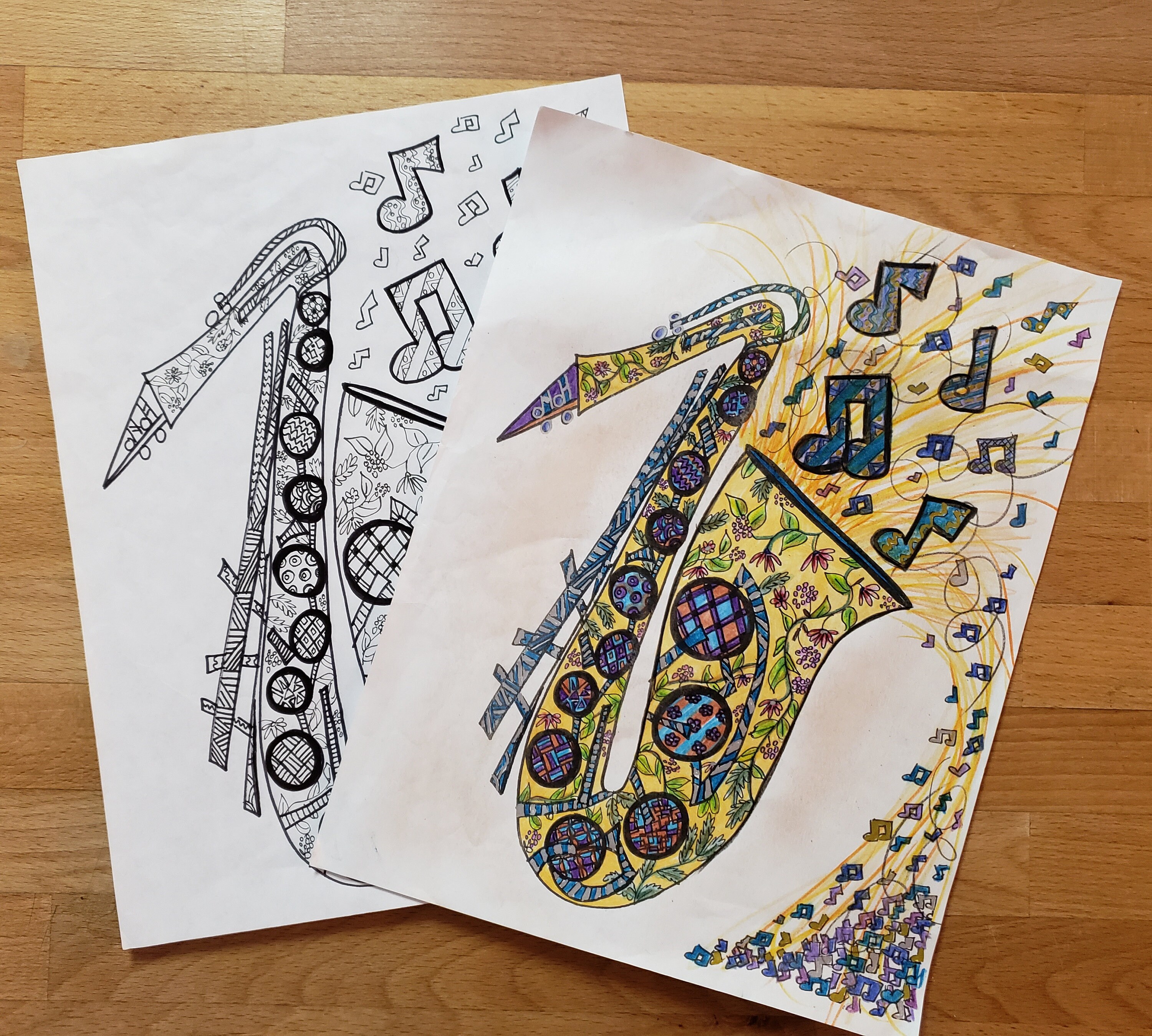 Saxophone coloring page