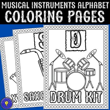 Musical instruments alphabet coloring pages music coloring sheets