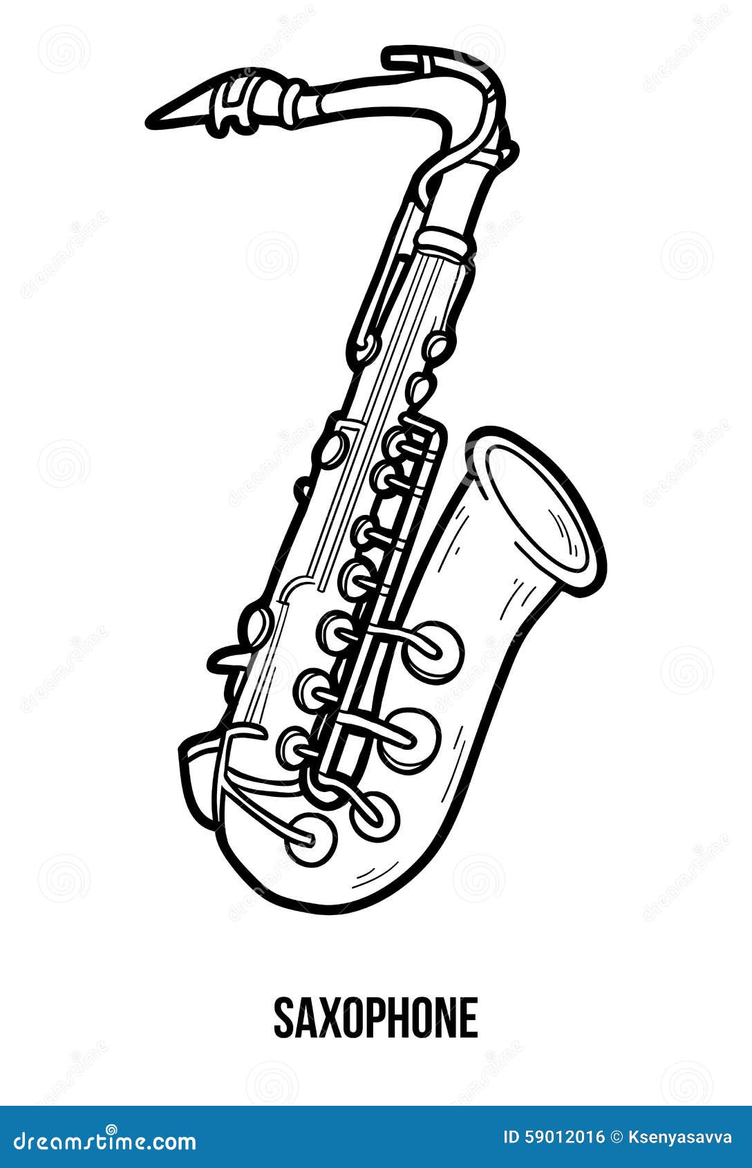 Coloring book musical instruments saxophone stock vector