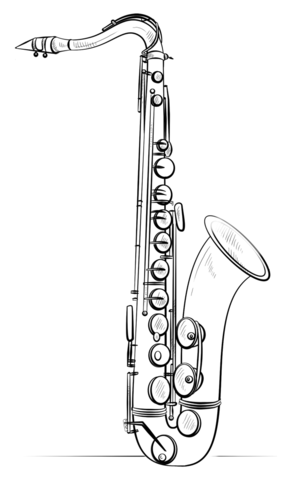 Saxophone coloring page free printable coloring pages