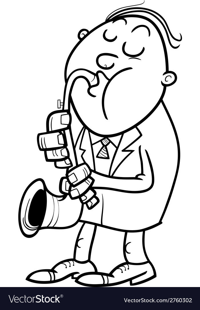 Man with saxophone coloring page royalty free vector image
