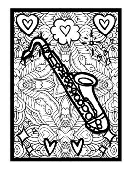Saxophone mindfulness mandala coloring pages music coloring printable sheets