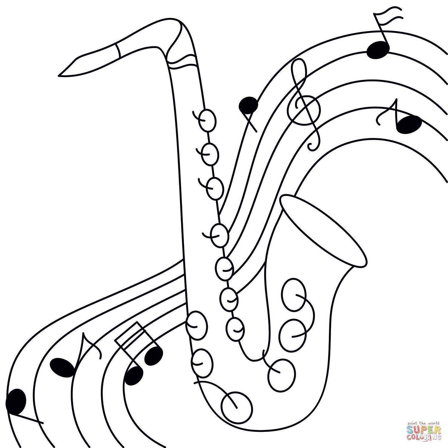 Saxophone coloring page free printable coloring pages