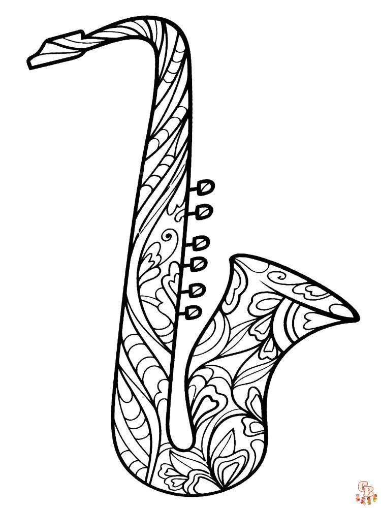 The best saxophone coloring pages for kids