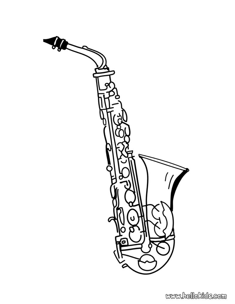 Saxophone coloring pages
