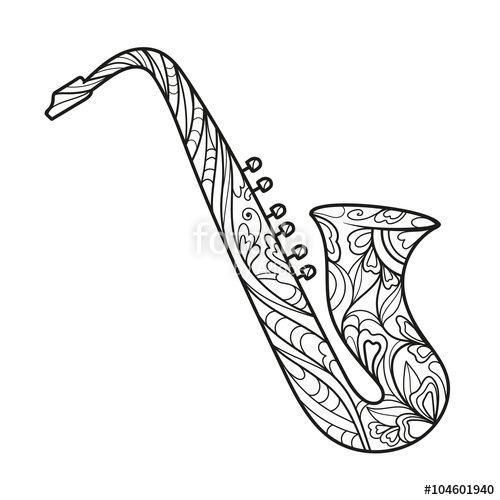 Saxophone coloring page for adults free art prints coloring books forest coloring book