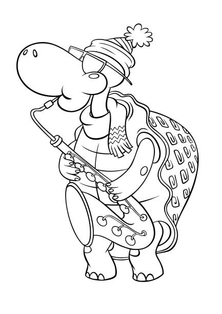 Coloring book for children musical instruments saxophone stock clipart royalty