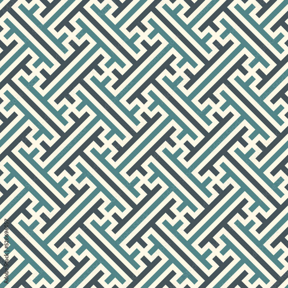 Vecteur seamless sayagata pattern repeated interlocking keys background oriental ornament window tracery image ancient ethnic mosaic motif geometric digital paper ethnical textile print vector artwork