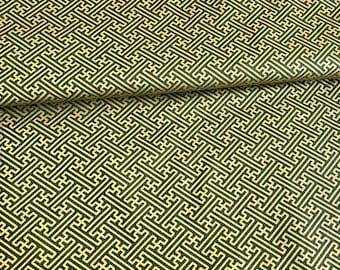 Japan traditional fabric sayagata pattern with gold cotton japanese fabric traditional pattern by the yard green background