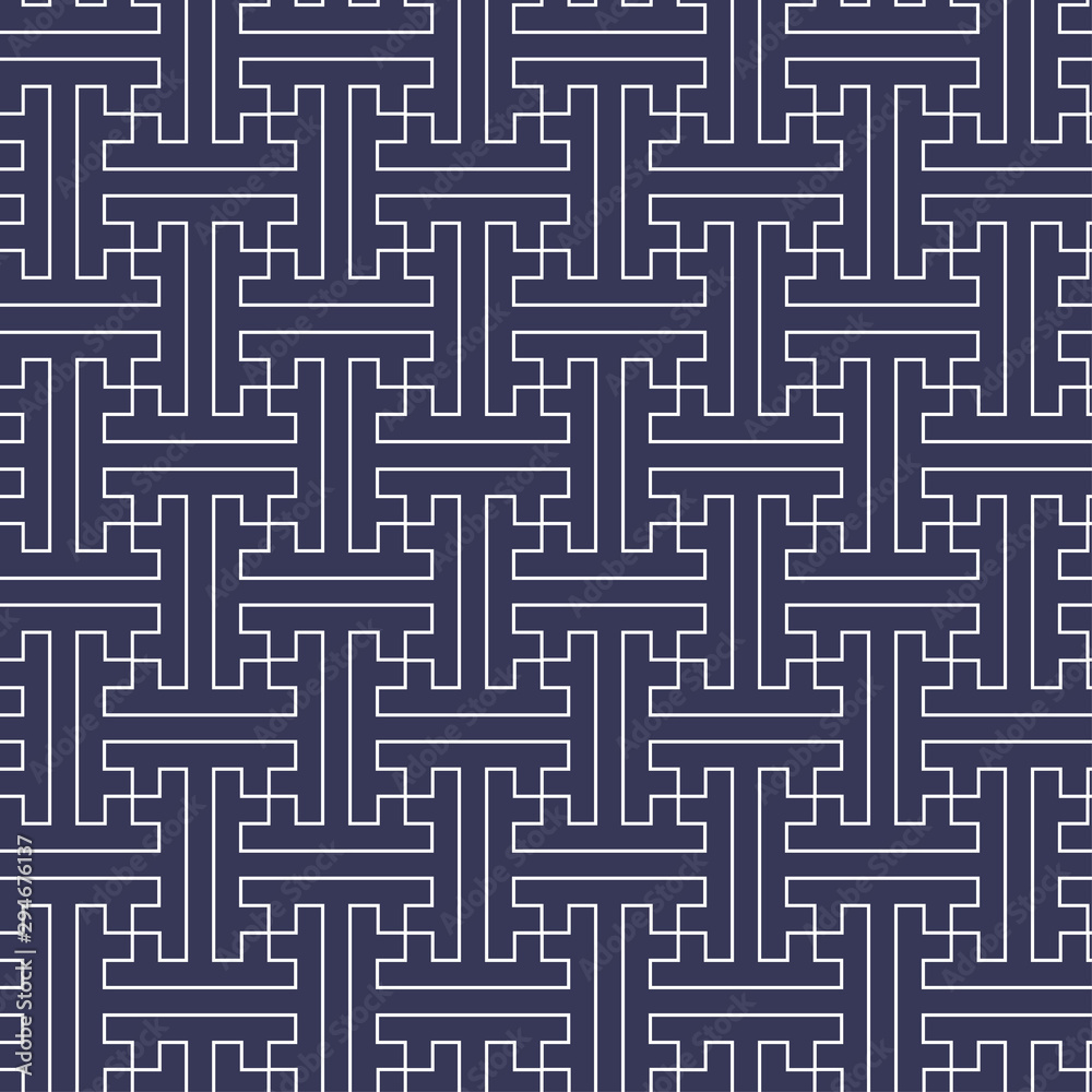Japanese seamless pattern with oriental motifs sayagata indigo vector for fabric and furoshiki gift wrap kimono paper favorable design giving success and vitality vector