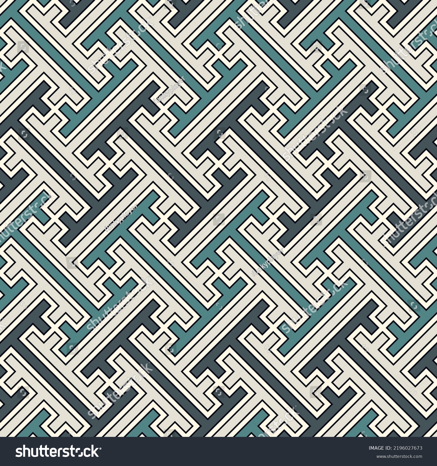 Seamless sayagata pattern repeated interlocking keys stock vector royalty free