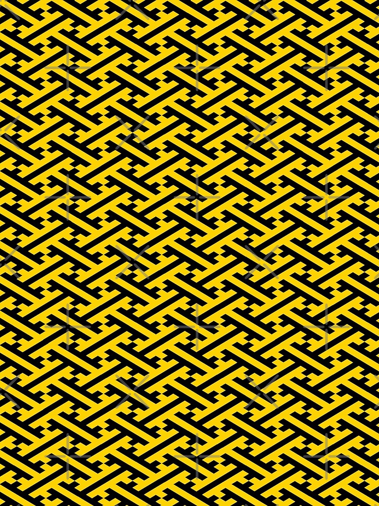 Yellow and black sayagata pattern graphic t