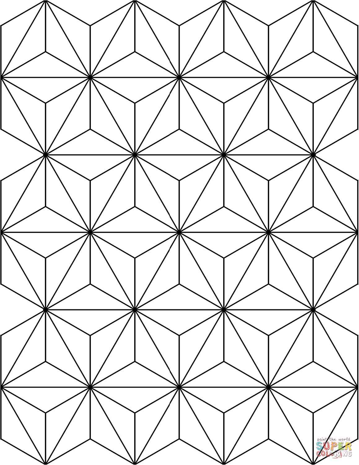 Asanoha pattern coloring page free printable coloring pages