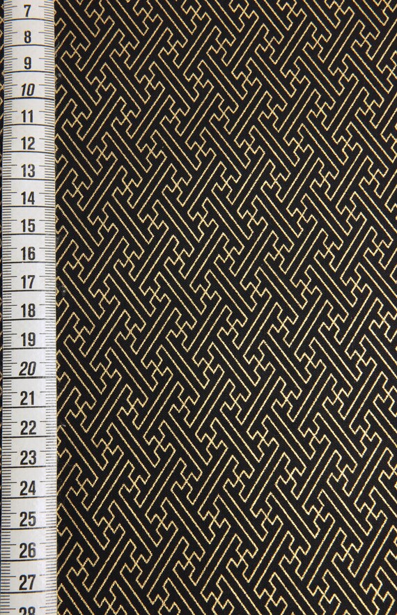 Japanese fabric golden sayagata black background cm