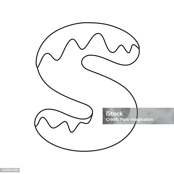 Coloring page with letter s for kids stock illustration