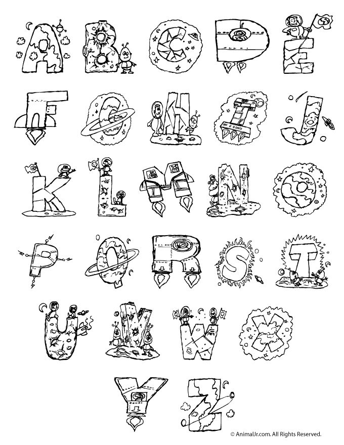 Printable bubble letters outer space letters