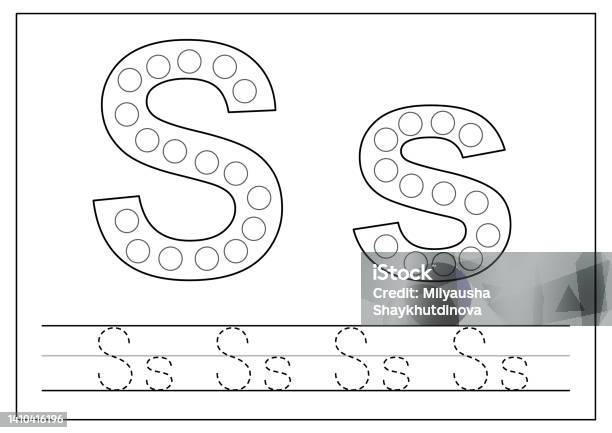 Learning english alphabet for kids letter s dot marker activity stock illustration