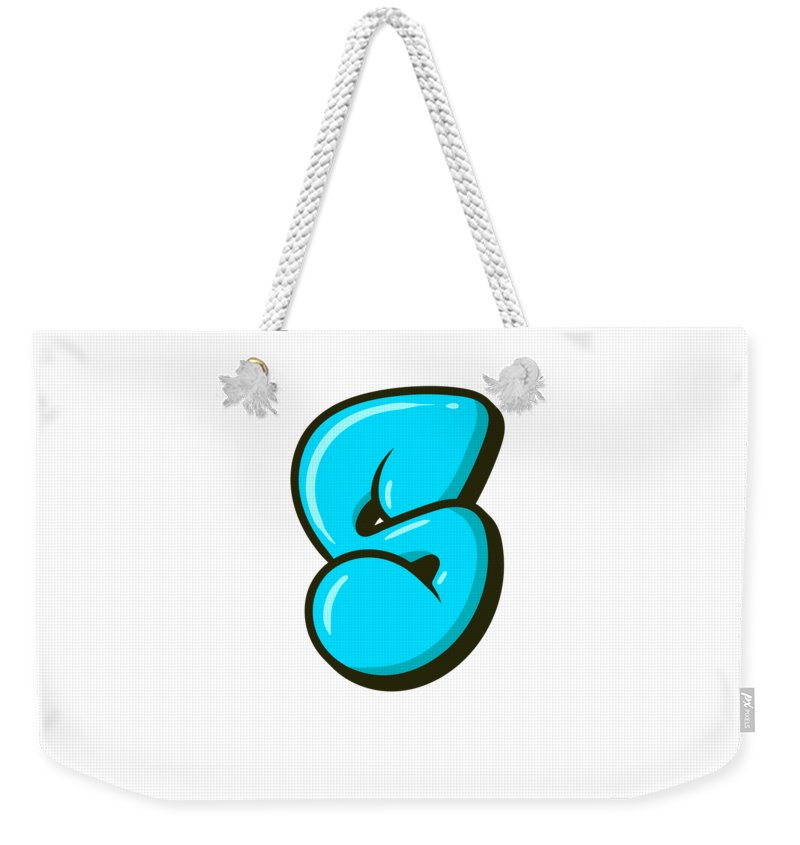 Letter s graffiti alphabet s typography blue letter s bubble letter s weekender tote bag by elsayed atta
