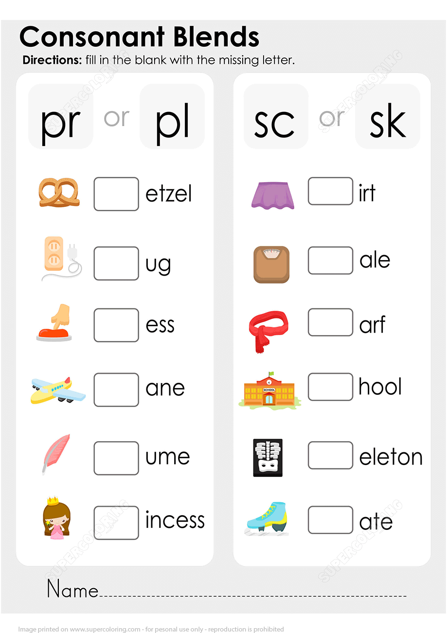 Consonant blends worksheet free printable puzzle games
