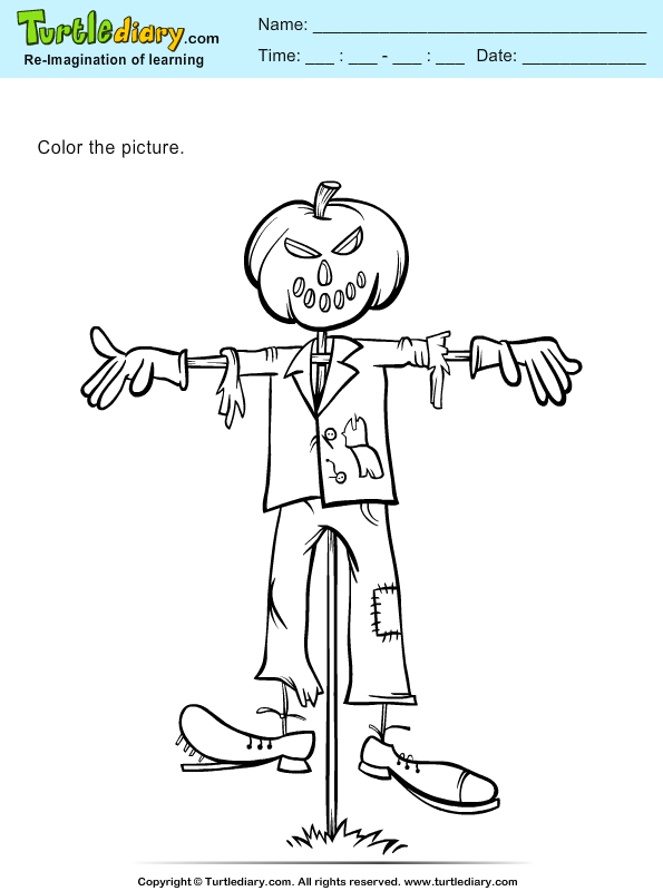 Color scarecrow coloring page turtle diary