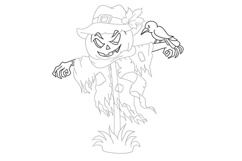 How to draw a scarecrow
