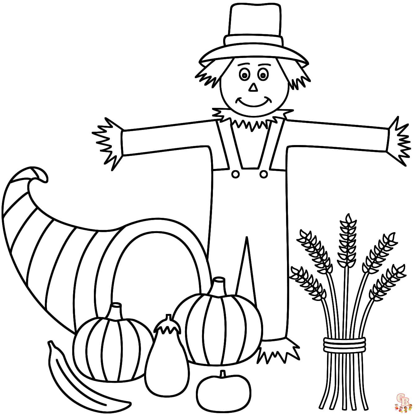Free scarecrow coloring pages printable for kids