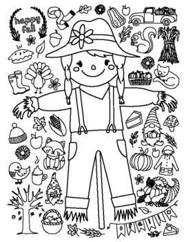 Girl scarecrow coloring page