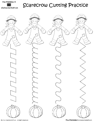 Scarecrow cutting practice a to z teacher stuff printable pages and worksheets