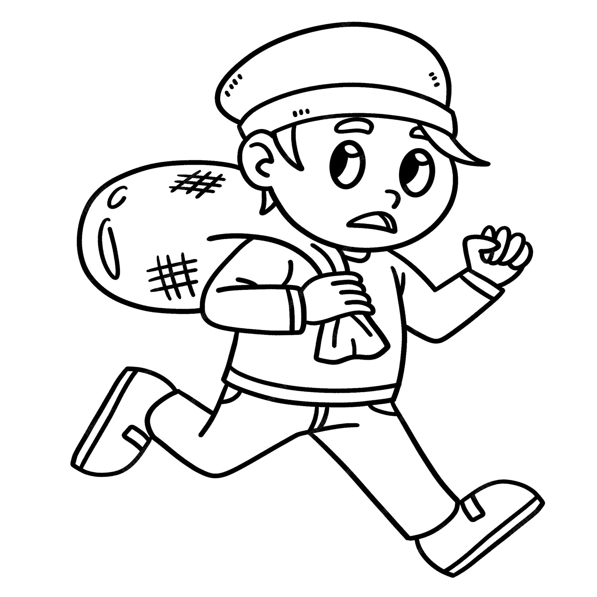 Premium vector man running scared isolated coloring page for kids