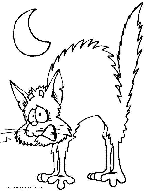 Scary cat color page free printable coloring sheets for kids