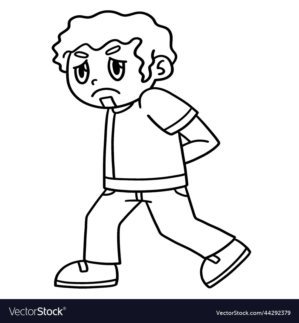 Sad man walking isolated coloring page for kids vector image
